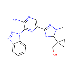 Cn1nc(-c2cnc(N)c(-n3nnc4ccccc43)n2)nc1C1(CO)CC1 ZINC001772583339