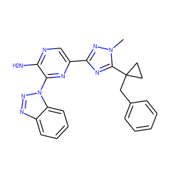 Cn1nc(-c2cnc(N)c(-n3nnc4ccccc43)n2)nc1C1(Cc2ccccc2)CC1 ZINC001772572134