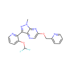 Cn1nc(-c2ncccc2OC(F)F)c2ncc(OCc3ccccn3)nc21 ZINC000103261404