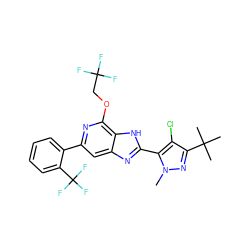 Cn1nc(C(C)(C)C)c(Cl)c1-c1nc2cc(-c3ccccc3C(F)(F)F)nc(OCC(F)(F)F)c2[nH]1 ZINC001772587275