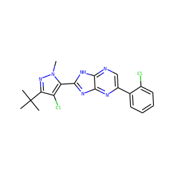 Cn1nc(C(C)(C)C)c(Cl)c1-c1nc2nc(-c3ccccc3Cl)cnc2[nH]1 ZINC001772629322