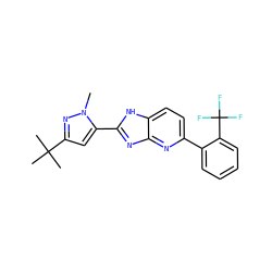 Cn1nc(C(C)(C)C)cc1-c1nc2nc(-c3ccccc3C(F)(F)F)ccc2[nH]1 ZINC000141047339