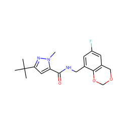 Cn1nc(C(C)(C)C)cc1C(=O)NCc1cc(F)cc2c1OCOC2 ZINC000000147925