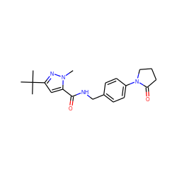 Cn1nc(C(C)(C)C)cc1C(=O)NCc1ccc(N2CCCC2=O)cc1 ZINC000001361526