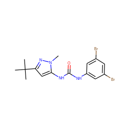 Cn1nc(C(C)(C)C)cc1NC(=O)Nc1cc(Br)cc(Br)c1 ZINC000003834006