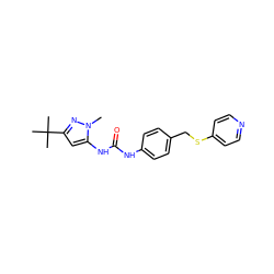 Cn1nc(C(C)(C)C)cc1NC(=O)Nc1ccc(CSc2ccncc2)cc1 ZINC000012365492