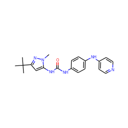 Cn1nc(C(C)(C)C)cc1NC(=O)Nc1ccc(Nc2ccncc2)cc1 ZINC000012365484