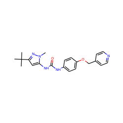 Cn1nc(C(C)(C)C)cc1NC(=O)Nc1ccc(OCc2ccncc2)cc1 ZINC000013442551