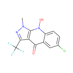 Cn1nc(C(F)(F)F)c2c(=O)c3cc(Cl)ccc3n(O)c21 ZINC000014959805