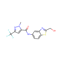 Cn1nc(C(F)(F)F)cc1C(=O)Nc1ccc2sc(CO)nc2c1 ZINC000038248859