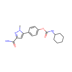 Cn1nc(C(N)=O)cc1-c1ccc(OC(=O)NC2CCCCC2)cc1 ZINC000299861177