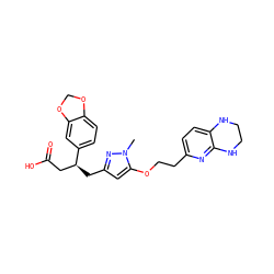 Cn1nc(C[C@@H](CC(=O)O)c2ccc3c(c2)OCO3)cc1OCCc1ccc2c(n1)NCCN2 ZINC000034209300