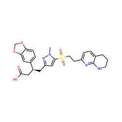 Cn1nc(C[C@@H](CC(=O)O)c2ccc3c(c2)OCO3)cc1S(=O)(=O)CCc1ccc2c(n1)NCCC2 ZINC000036269291