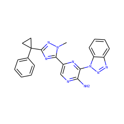 Cn1nc(C2(c3ccccc3)CC2)nc1-c1cnc(N)c(-n2nnc3ccccc32)n1 ZINC001772625413