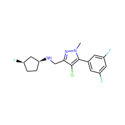 Cn1nc(CN[C@H]2CC[C@@H](F)C2)c(Cl)c1-c1cc(F)cc(F)c1 ZINC000042922533