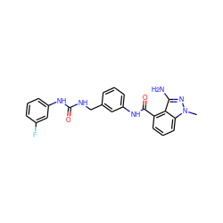 Cn1nc(N)c2c(C(=O)Nc3cccc(CNC(=O)Nc4cccc(F)c4)c3)cccc21 ZINC000084653478