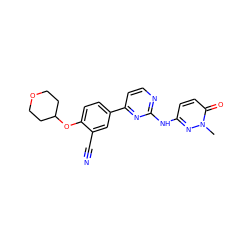 Cn1nc(Nc2nccc(-c3ccc(OC4CCOCC4)c(C#N)c3)n2)ccc1=O ZINC000146549810