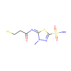 Cn1nc(S(N)(=O)=O)s/c1=N/C(=O)CCS ZINC000014947488