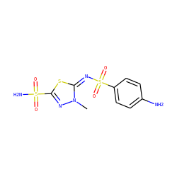 Cn1nc(S(N)(=O)=O)s/c1=N/S(=O)(=O)c1ccc(N)cc1 ZINC000013800422