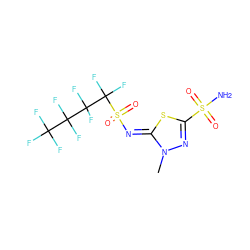 Cn1nc(S(N)(=O)=O)sc1=NS(=O)(=O)C(F)(F)C(F)(F)C(F)(F)C(F)(F)F ZINC000253646555