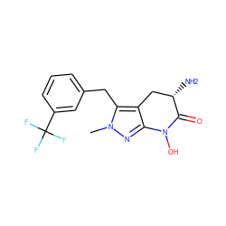 Cn1nc2c(c1Cc1cccc(C(F)(F)F)c1)C[C@H](N)C(=O)N2O ZINC000166334225