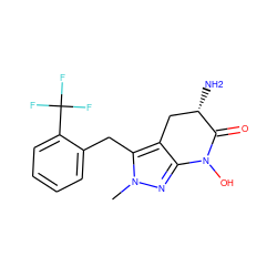 Cn1nc2c(c1Cc1ccccc1C(F)(F)F)C[C@H](N)C(=O)N2O ZINC000166334352