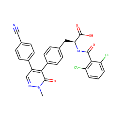 Cn1ncc(-c2ccc(C#N)cc2)c(-c2ccc(C[C@H](NC(=O)c3c(Cl)cccc3Cl)C(=O)O)cc2)c1=O ZINC000029127740