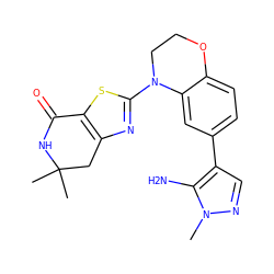 Cn1ncc(-c2ccc3c(c2)N(c2nc4c(s2)C(=O)NC(C)(C)C4)CCO3)c1N ZINC000040974948