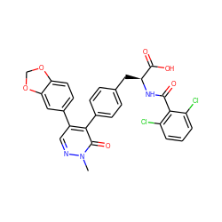 Cn1ncc(-c2ccc3c(c2)OCO3)c(-c2ccc(C[C@H](NC(=O)c3c(Cl)cccc3Cl)C(=O)O)cc2)c1=O ZINC000029127654