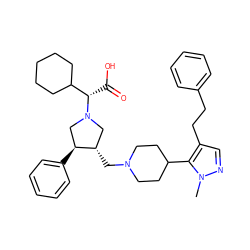 Cn1ncc(CCc2ccccc2)c1C1CCN(C[C@H]2CN([C@@H](C(=O)O)C3CCCCC3)C[C@@H]2c2ccccc2)CC1 ZINC000028008894