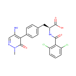 Cn1ncc(N)c(-c2ccc(C[C@H](NC(=O)c3c(Cl)cccc3Cl)C(=O)O)cc2)c1=O ZINC000013704609