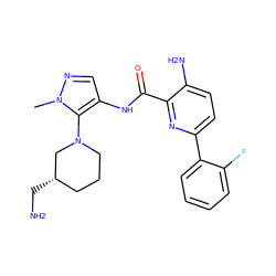 Cn1ncc(NC(=O)c2nc(-c3ccccc3F)ccc2N)c1N1CCC[C@H](CN)C1 ZINC000144702905