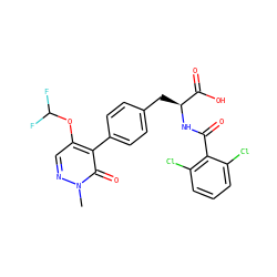 Cn1ncc(OC(F)F)c(-c2ccc(C[C@H](NC(=O)c3c(Cl)cccc3Cl)C(=O)O)cc2)c1=O ZINC000013704602