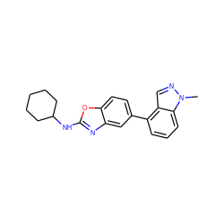 Cn1ncc2c(-c3ccc4oc(NC5CCCCC5)nc4c3)cccc21 ZINC000140444192