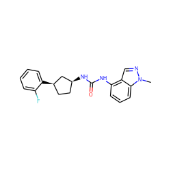 Cn1ncc2c(NC(=O)N[C@H]3CC[C@@H](c4ccccc4F)C3)cccc21 ZINC000169704964