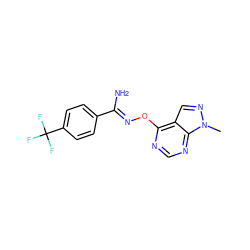 Cn1ncc2c(O/N=C(\N)c3ccc(C(F)(F)F)cc3)ncnc21 ZINC000015923388