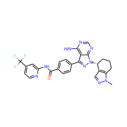 Cn1ncc2c1CCC[C@H]2n1nc(-c2ccc(C(=O)Nc3cc(C(F)(F)F)ccn3)cc2)c2c(N)ncnc21 ZINC000217077412