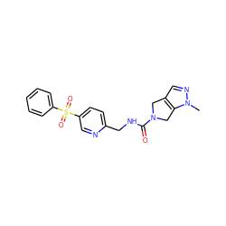 Cn1ncc2c1CN(C(=O)NCc1ccc(S(=O)(=O)c3ccccc3)cn1)C2 ZINC000205976237