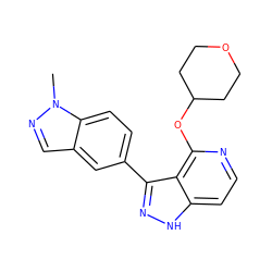 Cn1ncc2cc(-c3n[nH]c4ccnc(OC5CCOCC5)c34)ccc21 ZINC000114748331