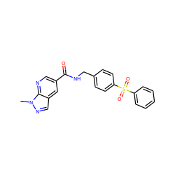 Cn1ncc2cc(C(=O)NCc3ccc(S(=O)(=O)c4ccccc4)cc3)cnc21 ZINC000169342460