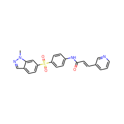 Cn1ncc2ccc(S(=O)(=O)c3ccc(NC(=O)/C=C/c4cccnc4)cc3)cc21 ZINC000225940480