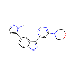 Cn1nccc1-c1ccc2[nH]nc(-c3cc(N4CCOCC4)ncn3)c2c1 ZINC000225554365