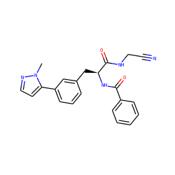 Cn1nccc1-c1cccc(C[C@H](NC(=O)c2ccccc2)C(=O)NCC#N)c1 ZINC000043068283