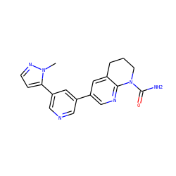 Cn1nccc1-c1cncc(-c2cnc3c(c2)CCCN3C(N)=O)c1 ZINC000221397294