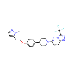 Cn1nccc1CCOc1ccc(C2CCN(c3ccc4nnc(C(F)(F)F)n4n3)CC2)cc1 ZINC000043206619