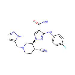 Cn1nccc1CN1CC[C@@H](C#N)[C@H](n2cc(C(N)=O)c(Nc3ccc(F)cc3)n2)C1 ZINC000204968036