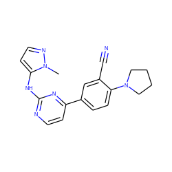 Cn1nccc1Nc1nccc(-c2ccc(N3CCCC3)c(C#N)c2)n1 ZINC000113826181