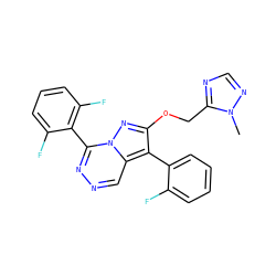 Cn1ncnc1COc1nn2c(-c3c(F)cccc3F)nncc2c1-c1ccccc1F ZINC000036088322