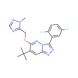 Cn1ncnc1COc1nn2c(-c3cc(F)ccc3F)nnc2cc1C(C)(C)C ZINC000000602652