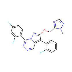 Cn1ncnc1COc1nn2c(-c3ccc(F)cc3F)nncc2c1-c1ccccc1F ZINC000036088301